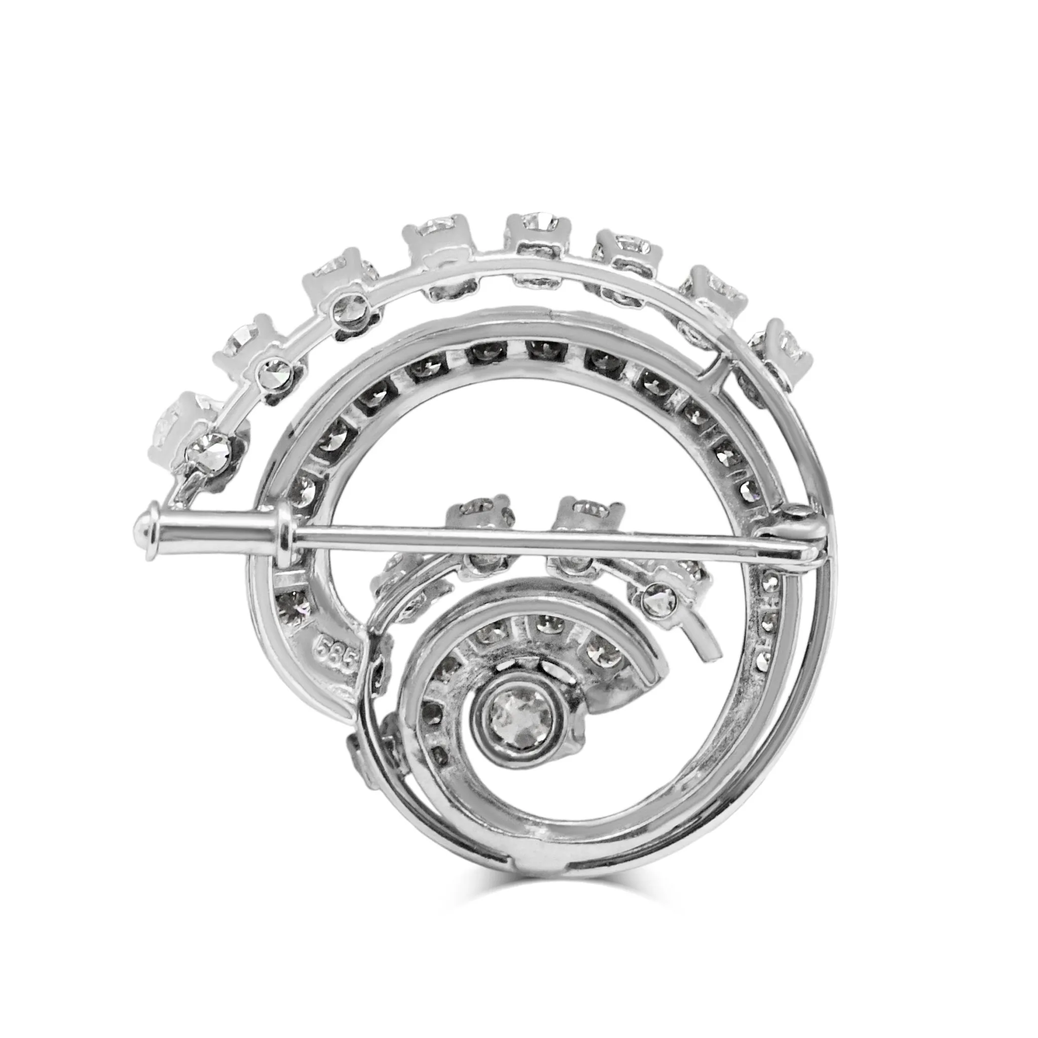 Diamond Set Spray Circle Brooch