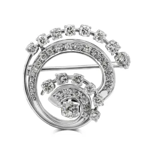 Diamond Set Spray Circle Brooch