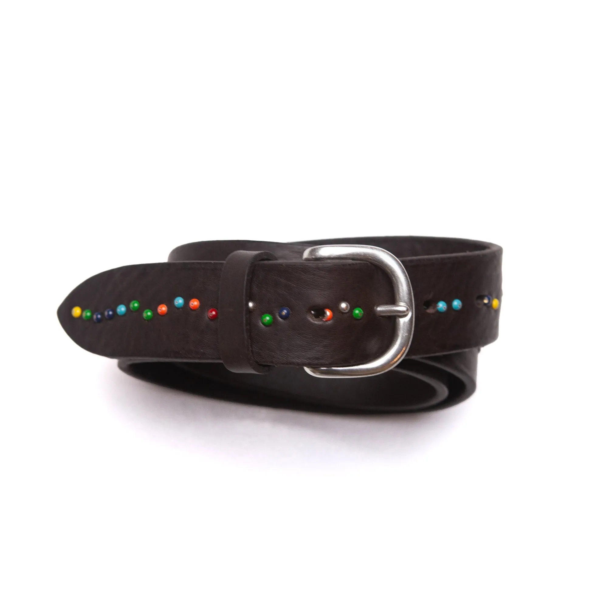 Dotted Brown Leather Belt