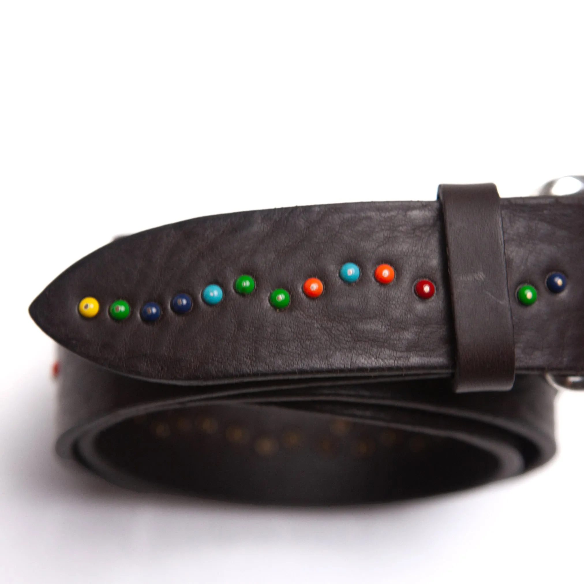 Dotted Brown Leather Belt