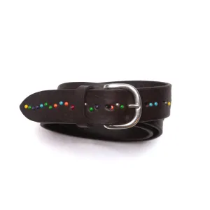 Dotted Brown Leather Belt