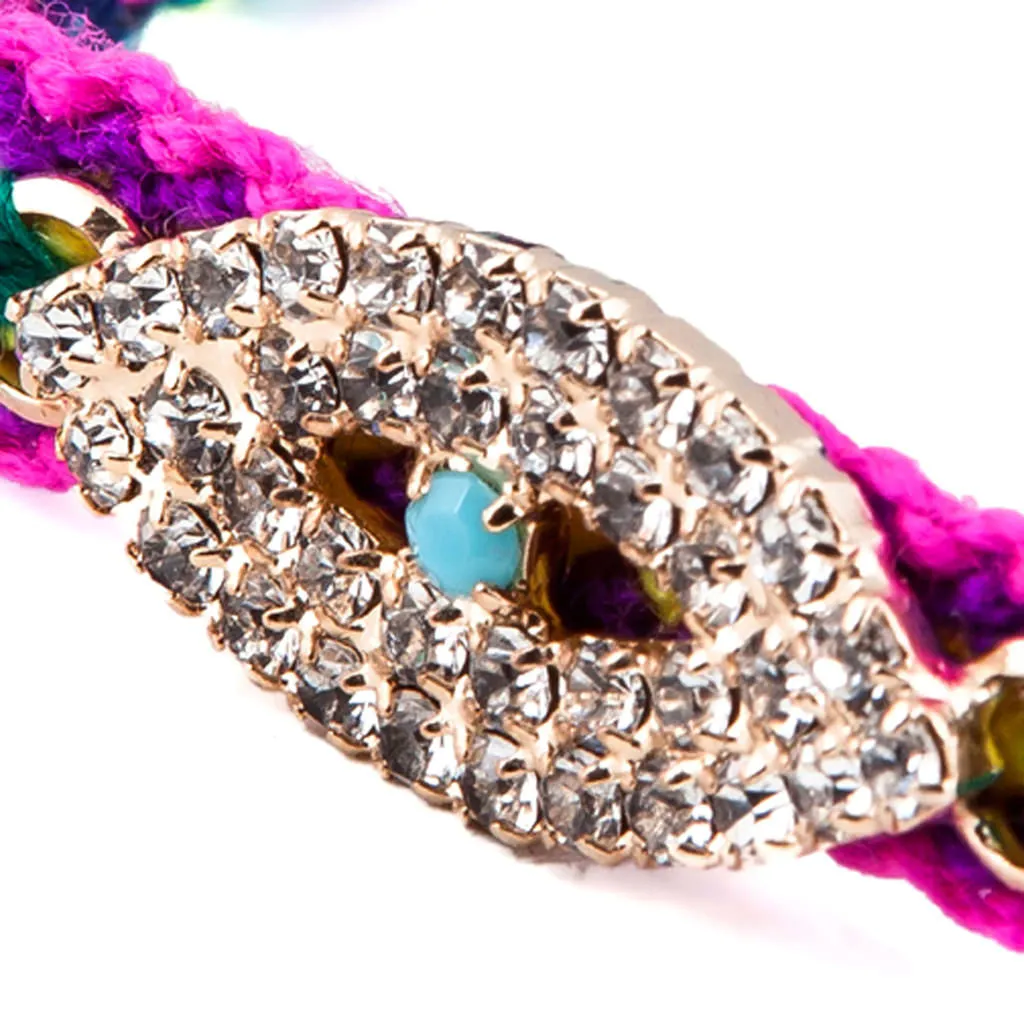 Double Diamante Evil Eye Charm Friendship Bracelet