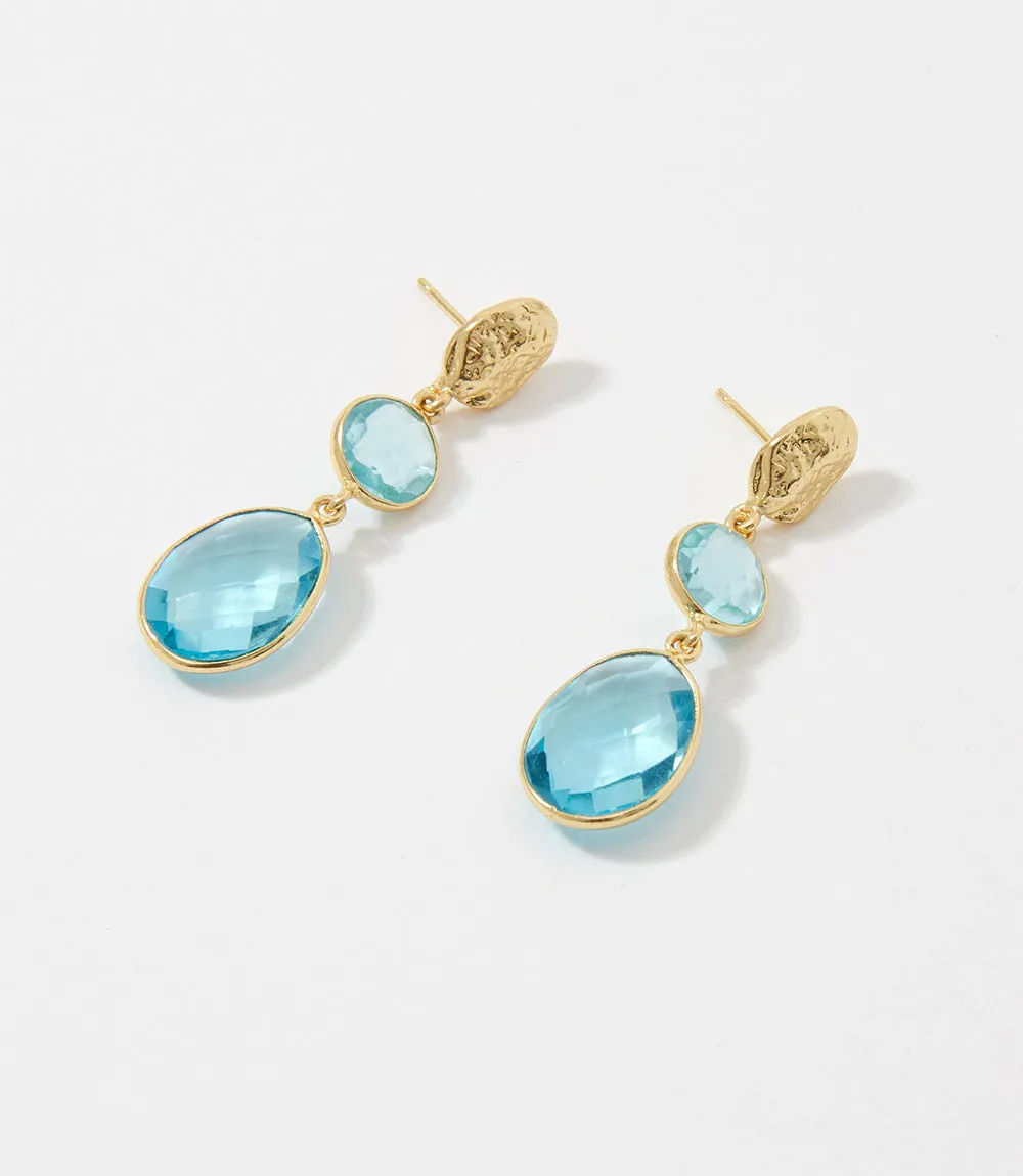 Double Drop Blue Topaz Earrings