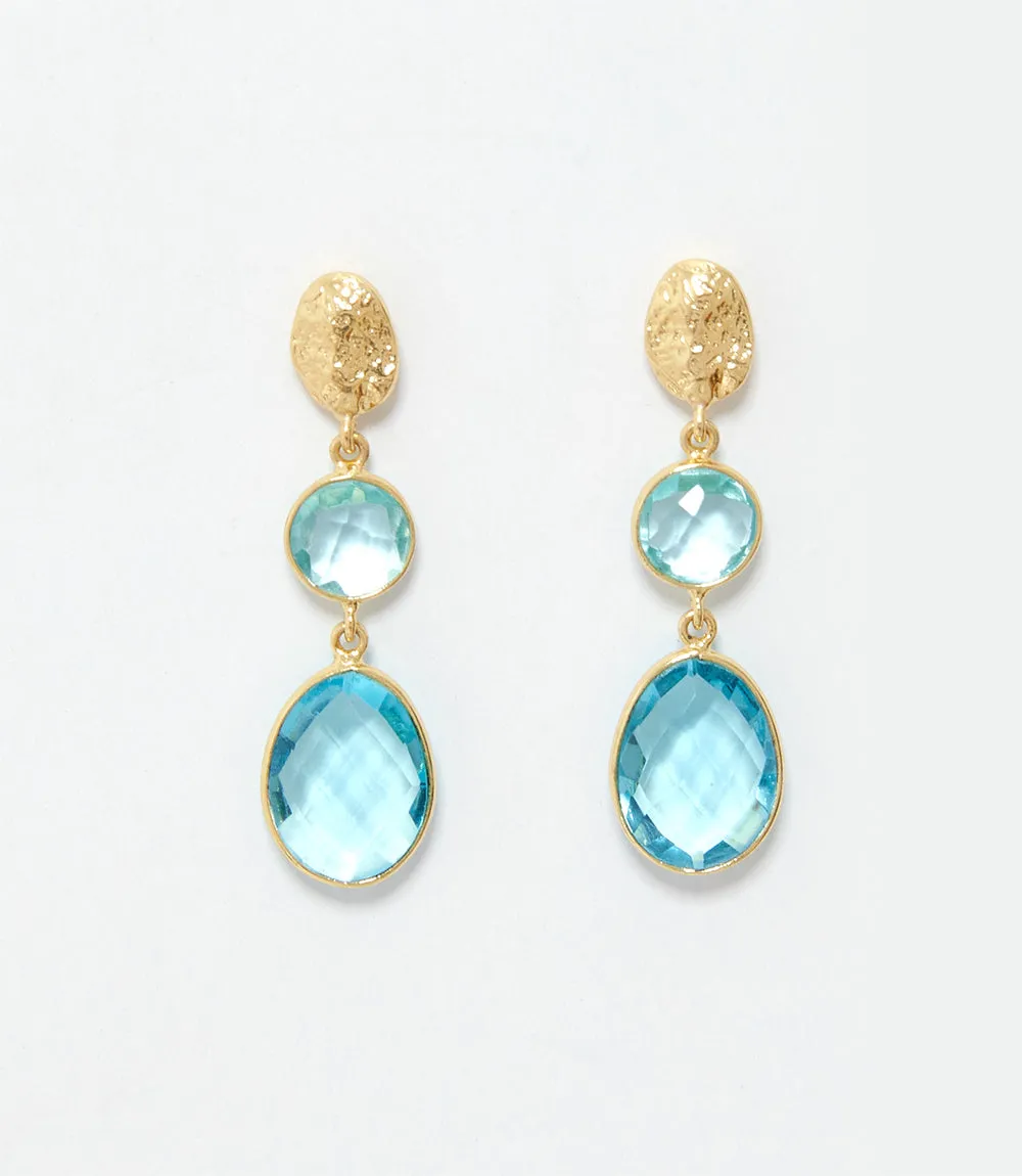 Double Drop Blue Topaz Earrings