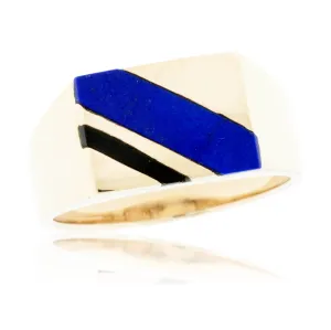 Double Inlay Lapis & Onyx Ring