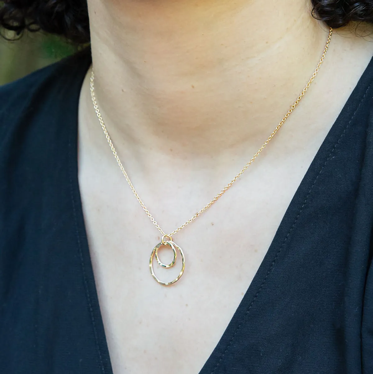 Double Ring Pendant - gold-filled