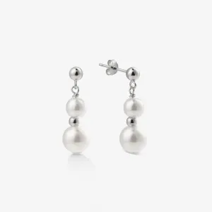 DUO PEARL DROP EARRINGS Silver