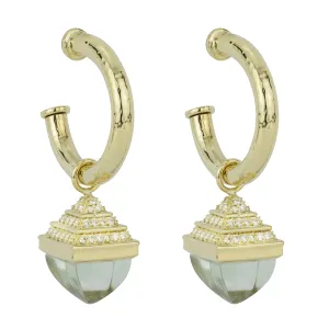 Earrings - Green Quartz And Diamond