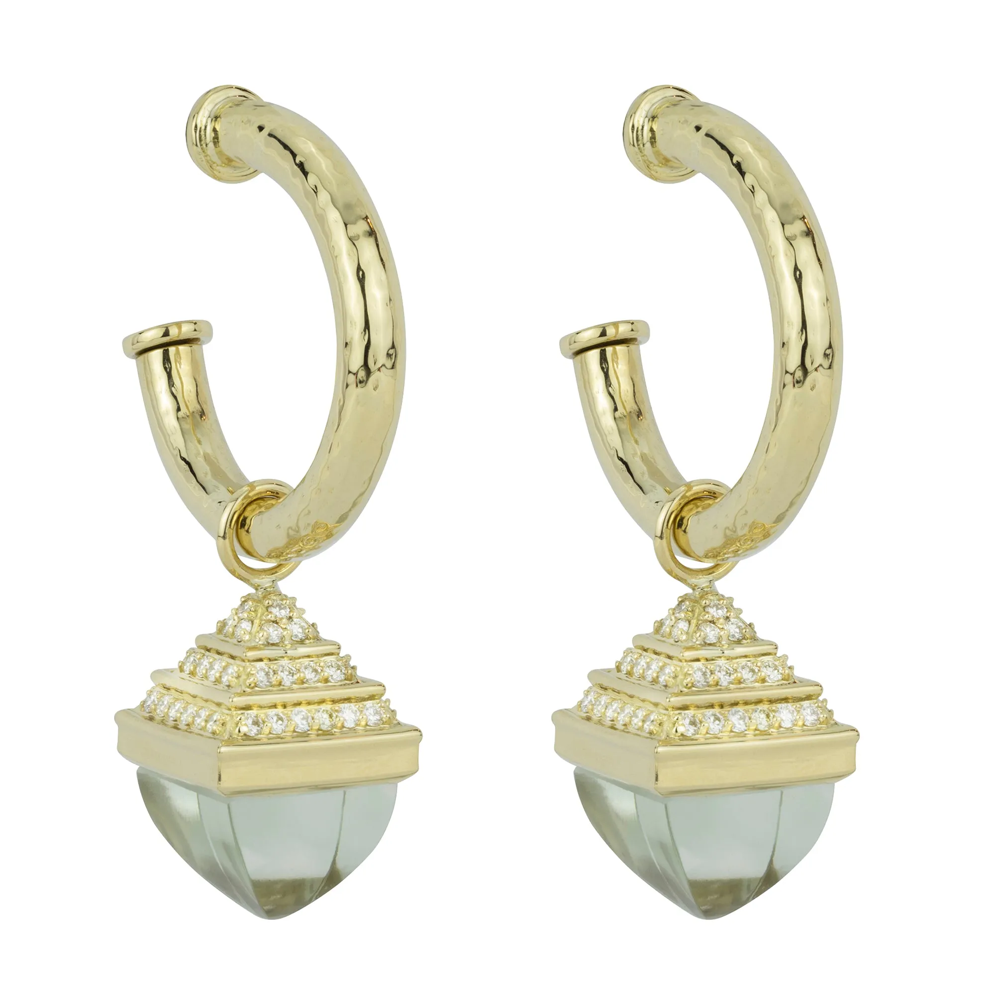 Earrings - Green Quartz And Diamond