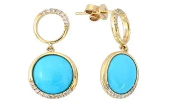 E.H. Collection 4.70ct Turquoise & Diamond Dangle Earrings 14378
