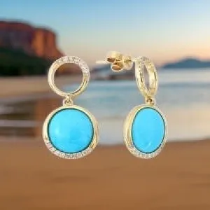 E.H. Collection 4.70ct Turquoise & Diamond Dangle Earrings 14378