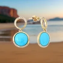 E.H. Collection 4.70ct Turquoise & Diamond Dangle Earrings 14378