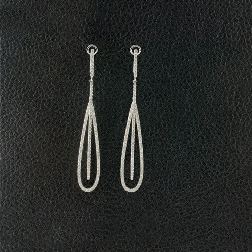 Elongated Pear shaped Diamond Dangle Earrings