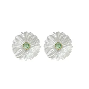 Fleur Green Quartz Earrings - Clip On