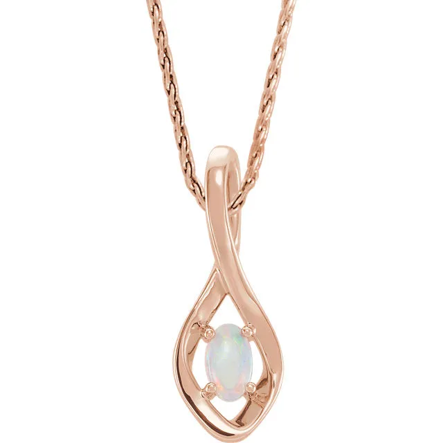 Freeform Infinity Inspired Genuine Opal Pendant or Necklace