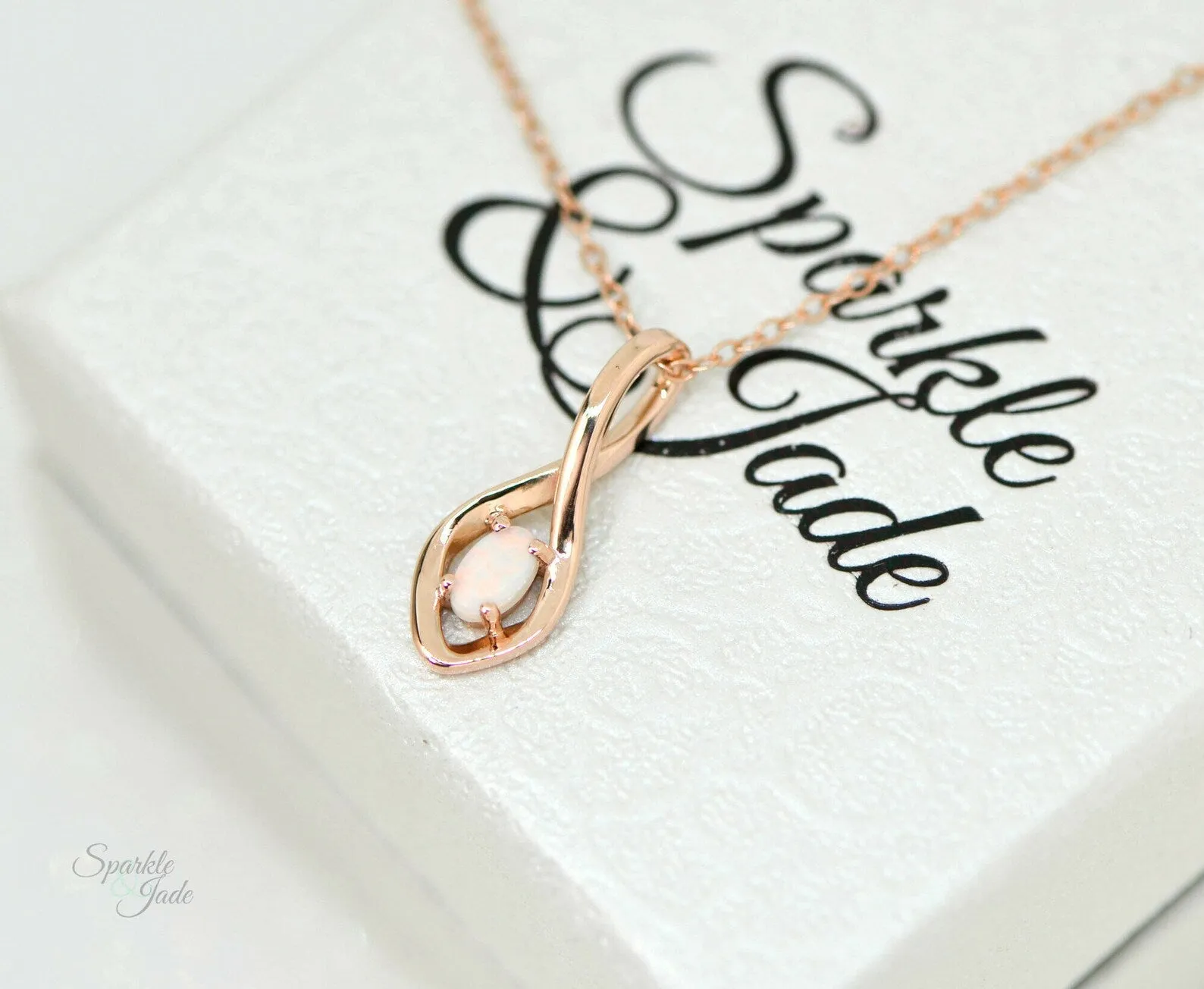 Freeform Infinity Inspired Genuine Opal Pendant or Necklace