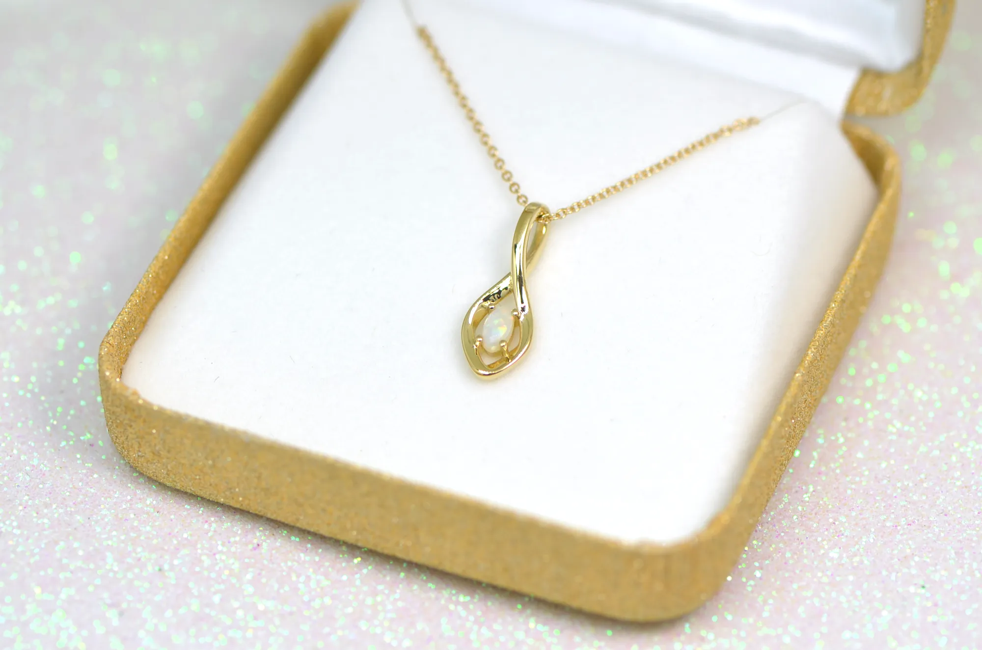 Freeform Infinity Inspired Genuine Opal Pendant or Necklace