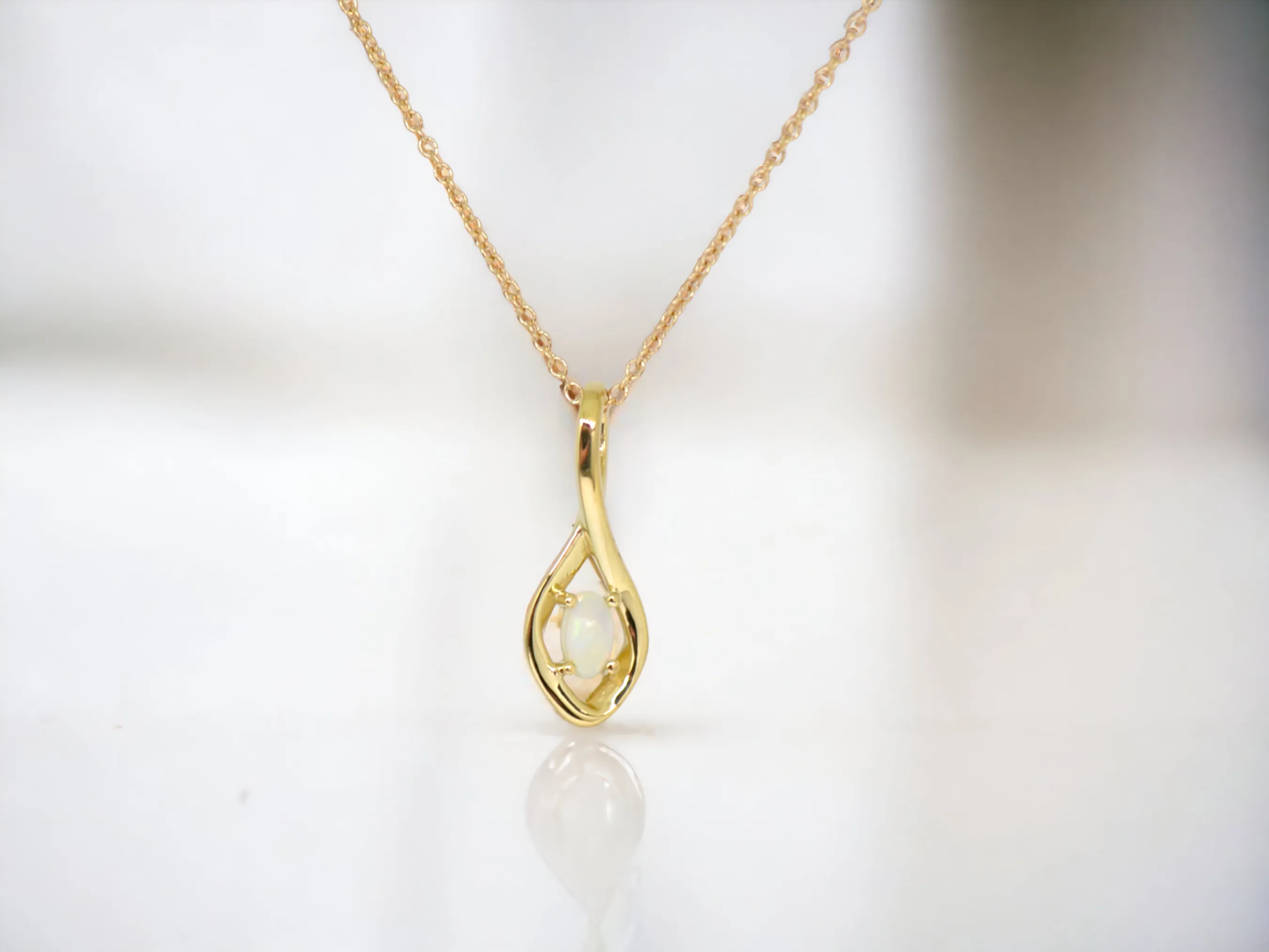 Freeform Infinity Inspired Genuine Opal Pendant or Necklace