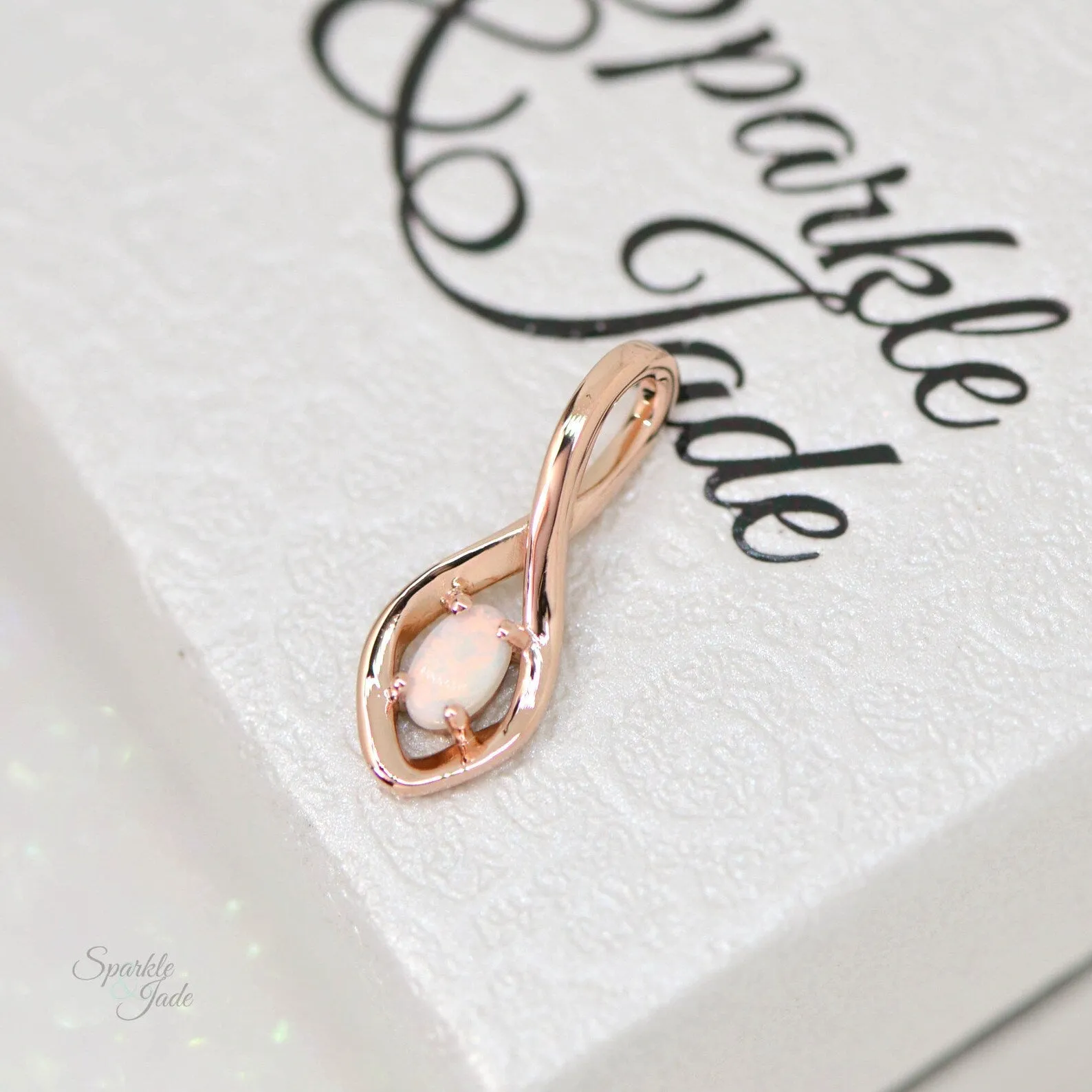 Freeform Infinity Inspired Genuine Opal Pendant or Necklace