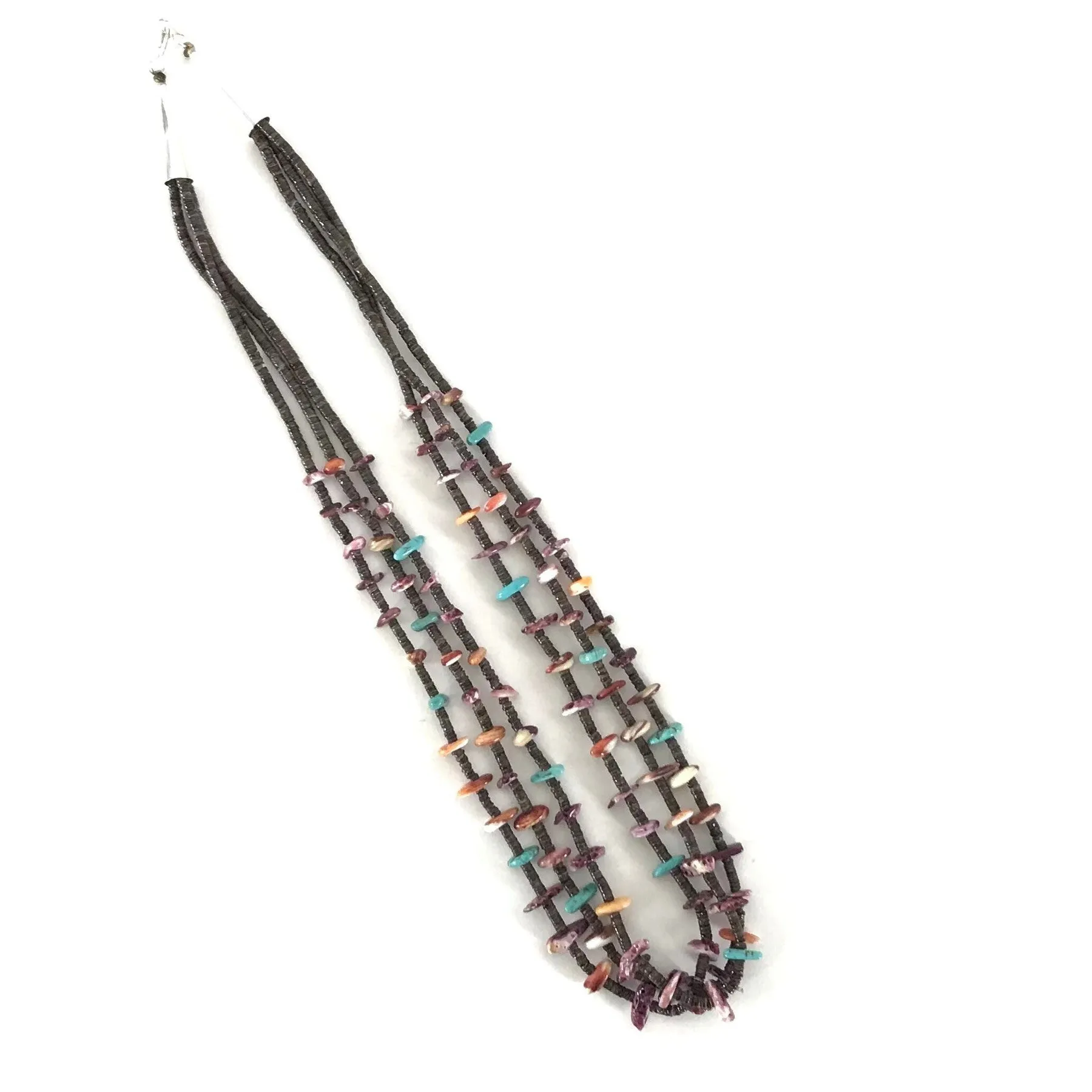 Gabriel Romero 3 Strand Spiny Oyster Shell and Turquoise Heishi Necklace