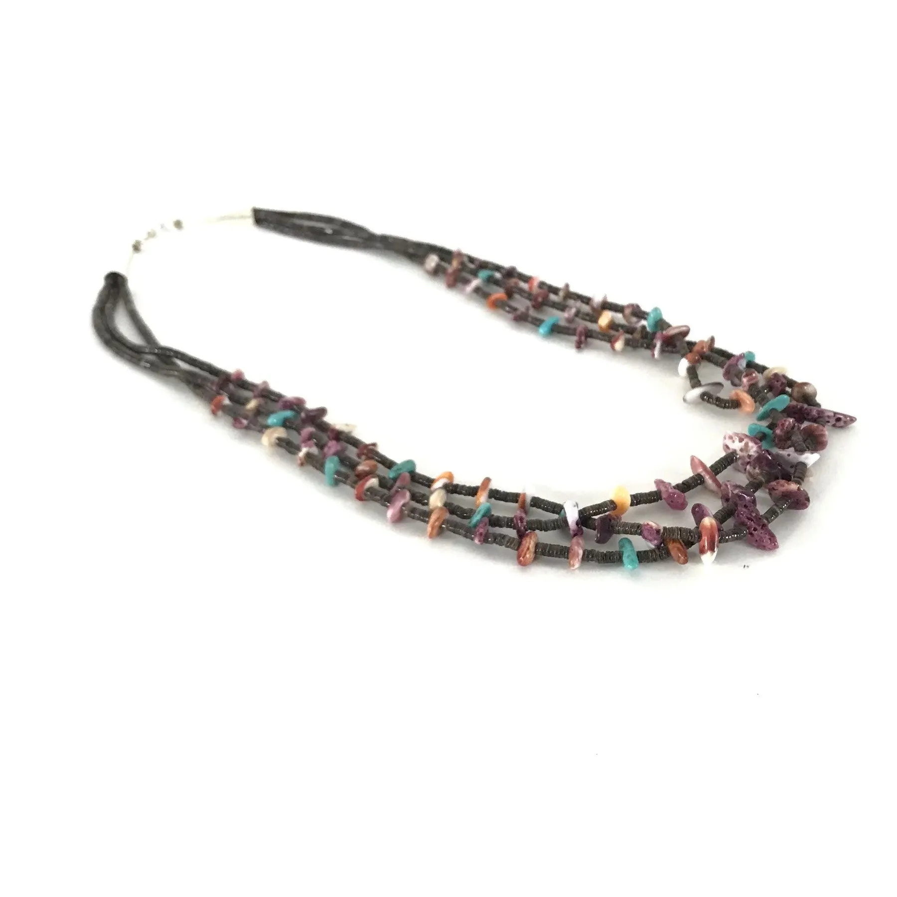 Gabriel Romero 3 Strand Spiny Oyster Shell and Turquoise Heishi Necklace