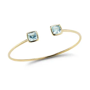Gaia - Bangle Bracelet with Blue Topaz, 18k Yellow Gold
