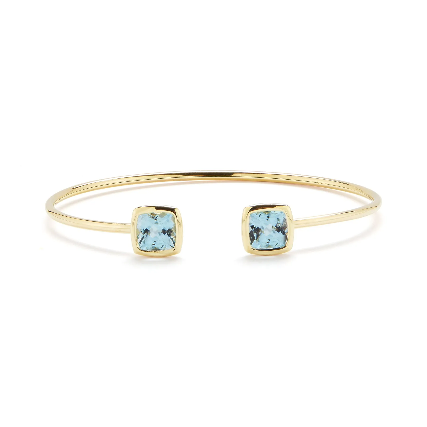Gaia - Bangle Bracelet with Blue Topaz, 18k Yellow Gold