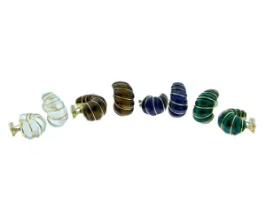 Gemstone shell earrings with yellow gold