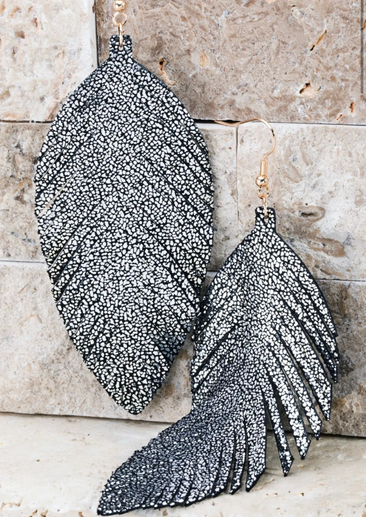 Glitter Leaf Earrings