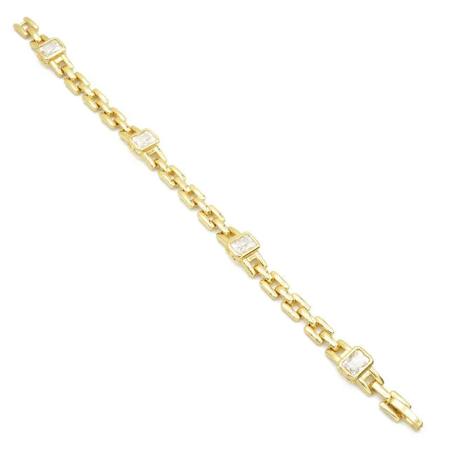 Gold CZ Chain Bracelet