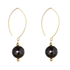 Gold Filled Black Agate Oval Open Earrings