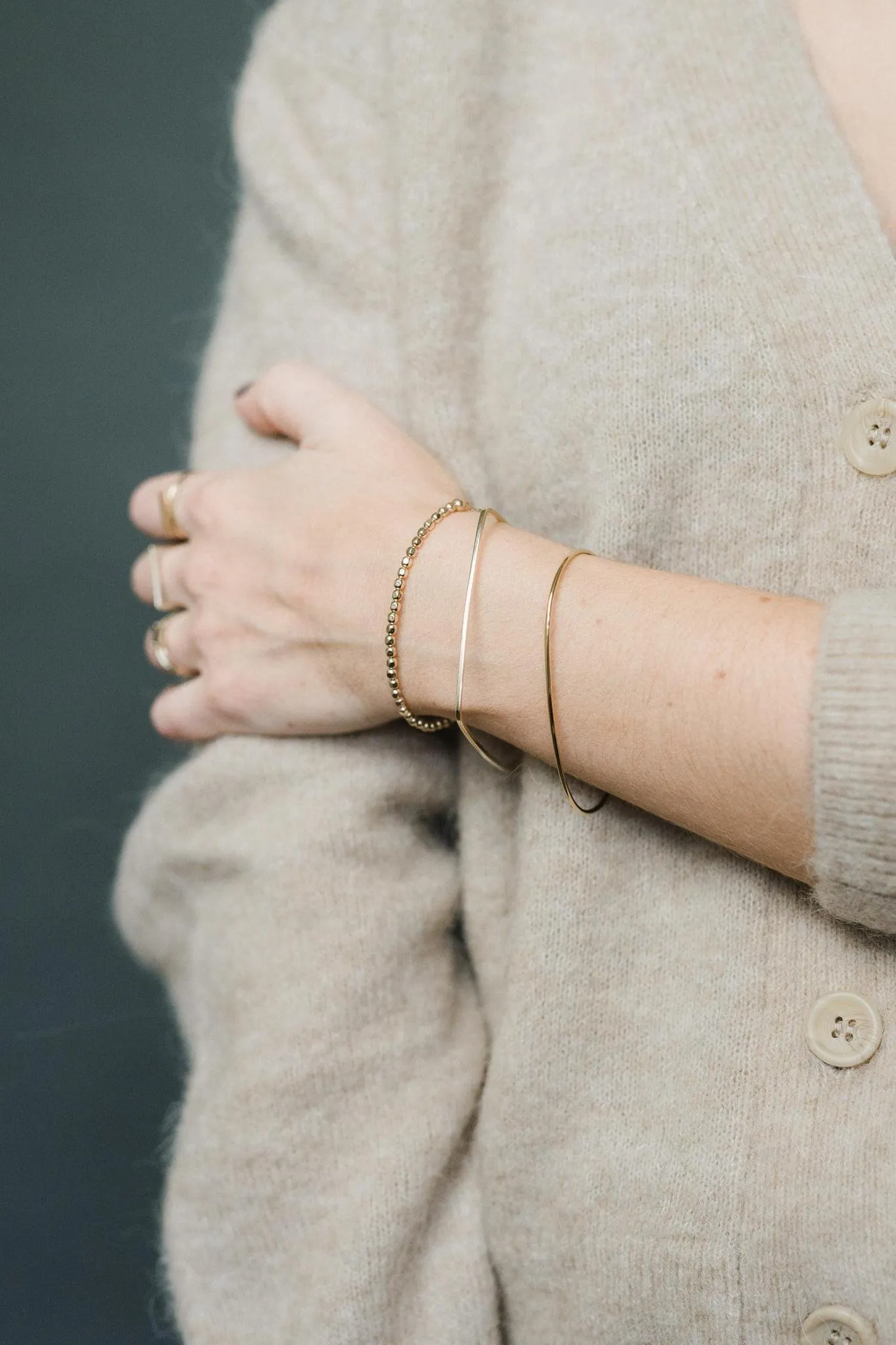 Gold Filled Square Ball Beaded Bracelet