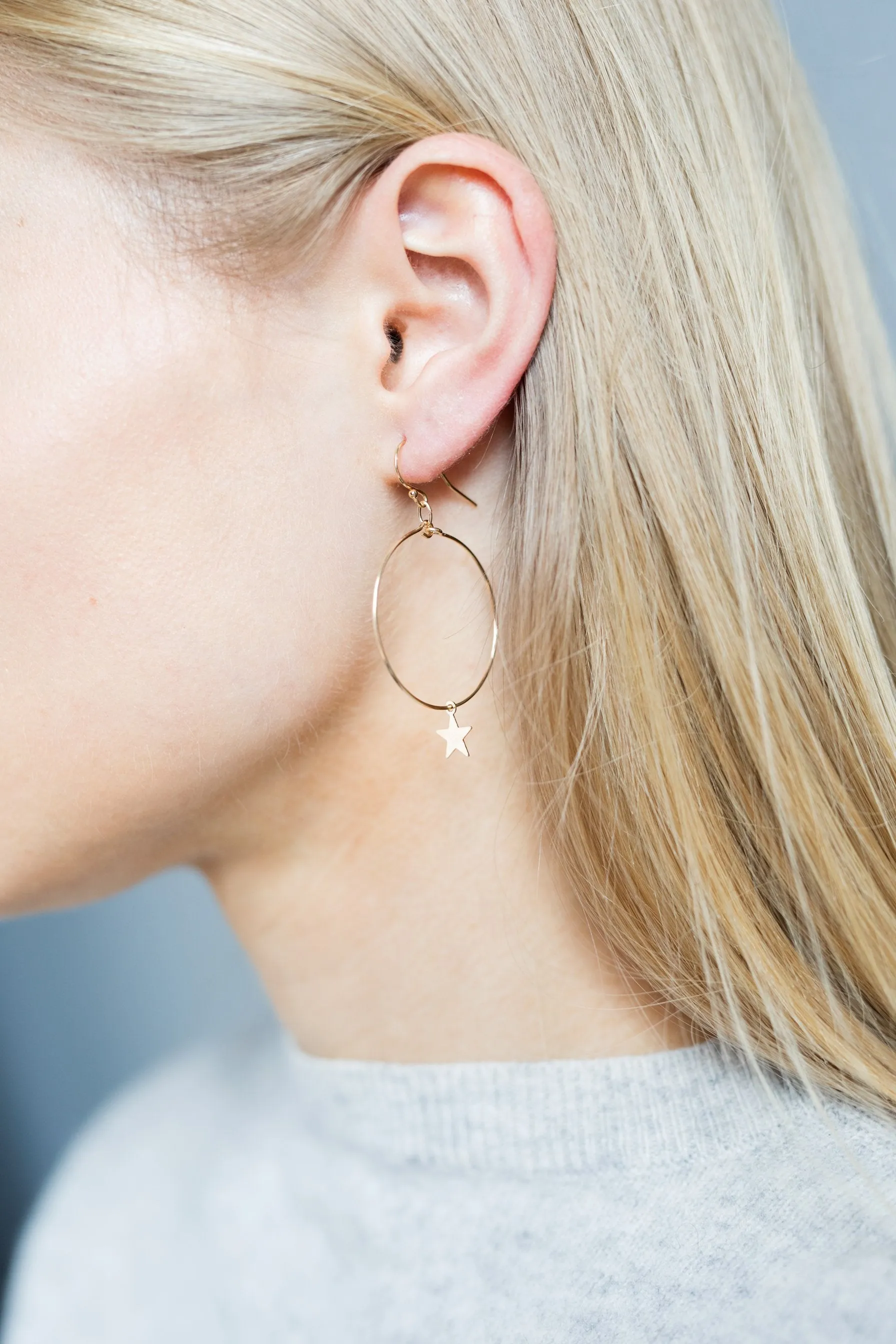 Gold Filled Star Charm Small Hoop Earrings