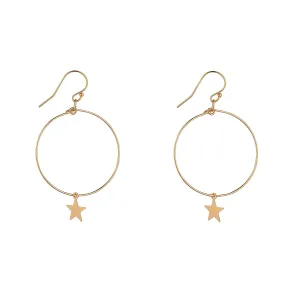 Gold Filled Star Charm Small Hoop Earrings
