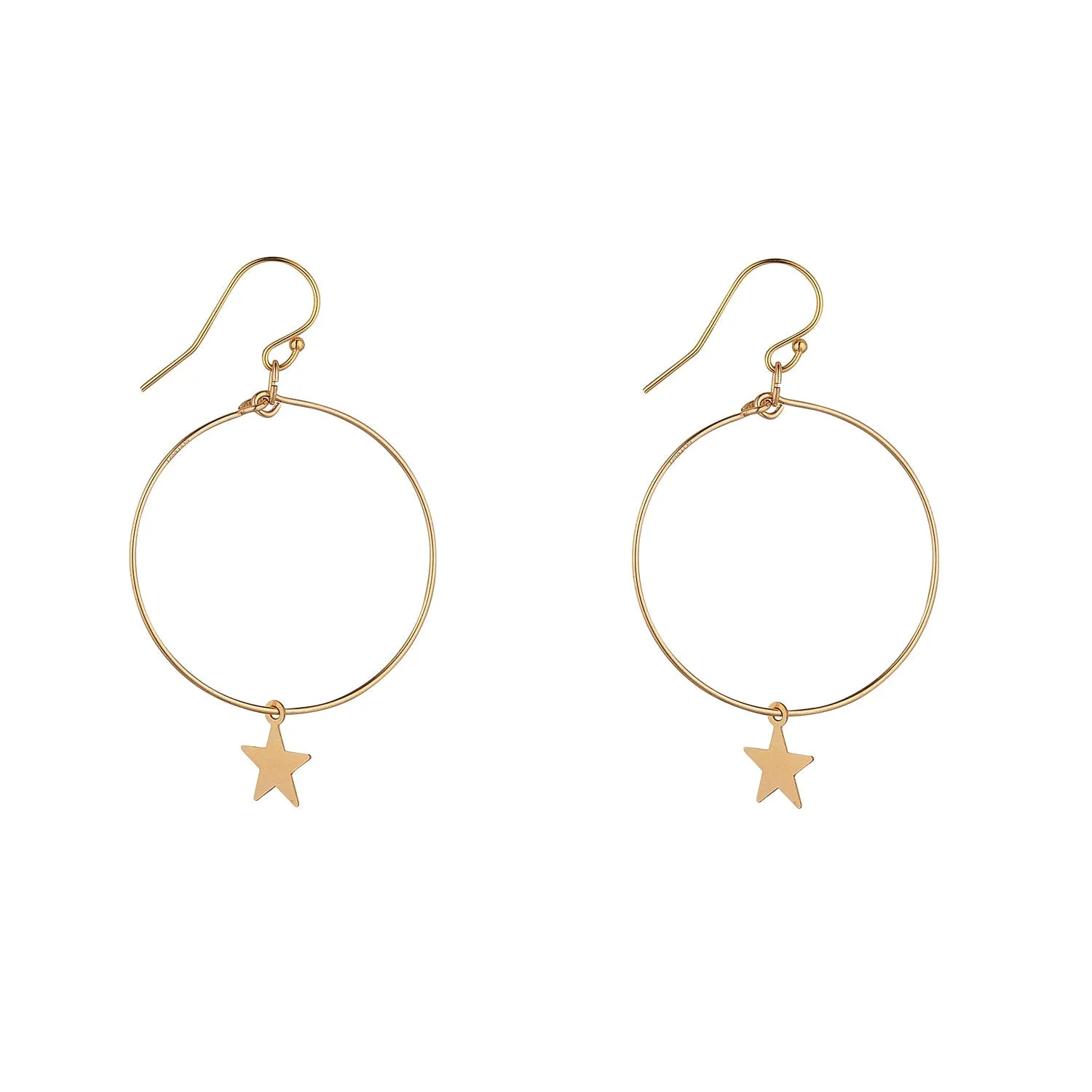 Gold Filled Star Charm Small Hoop Earrings