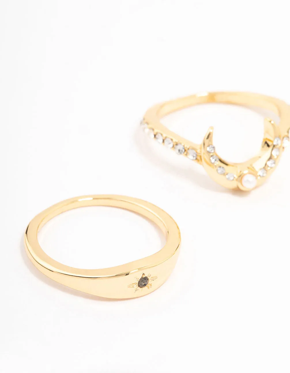 Gold Plated Celestial Pear Stacking Ring Pack