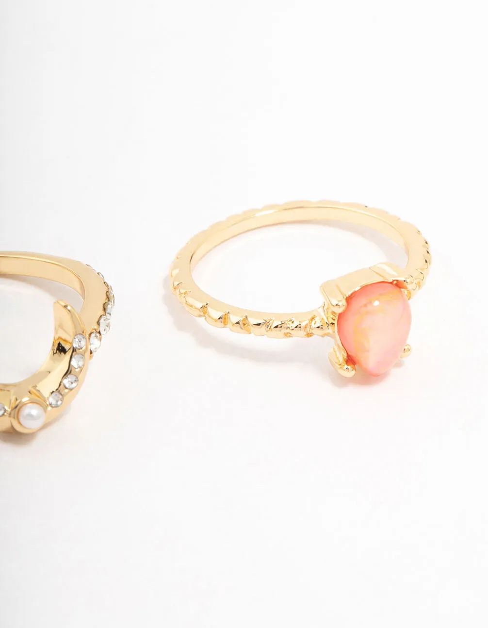 Gold Plated Celestial Pear Stacking Ring Pack