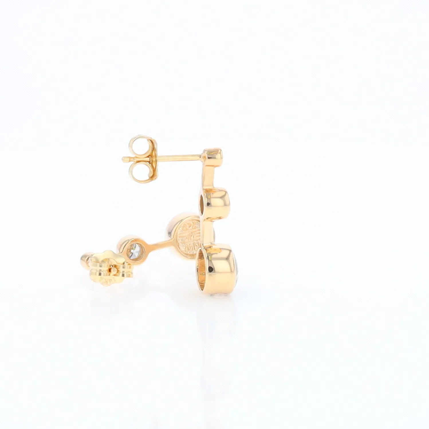 Gold Quartz Round Inlay with Diamond Accents Stud Earrings G1