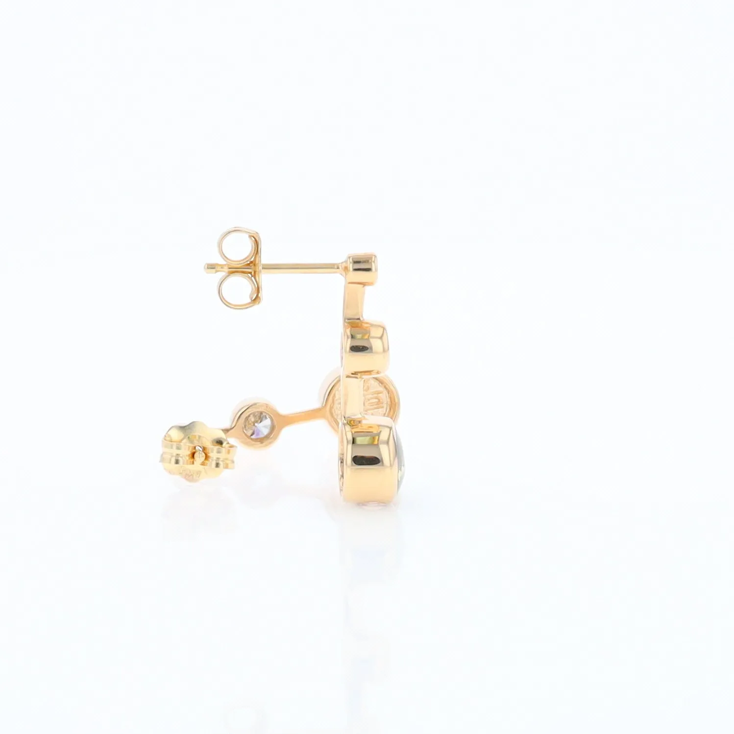 Gold Quartz Round Inlay with Diamond Accents Stud Earrings G1