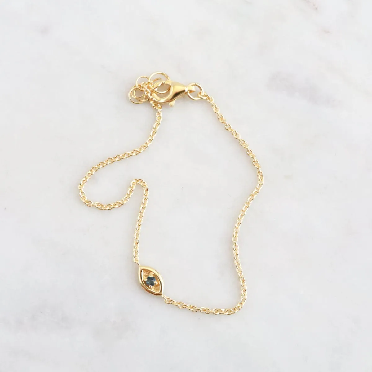 Gold Vermeil Evil Eye with London Blue Topaz Bracelet