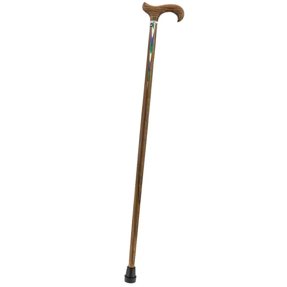 Green & Blue Inlaid Derby: Ovangkol Shaft Colorwood Inlay