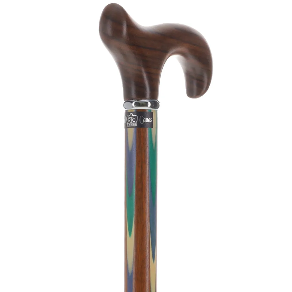 Green & Blue Inlaid Derby: Ovangkol Shaft Colorwood Inlay