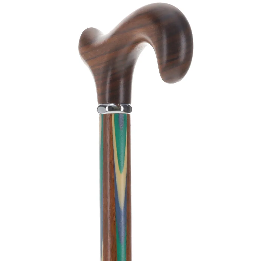 Green & Blue Inlaid Derby: Ovangkol Shaft Colorwood Inlay