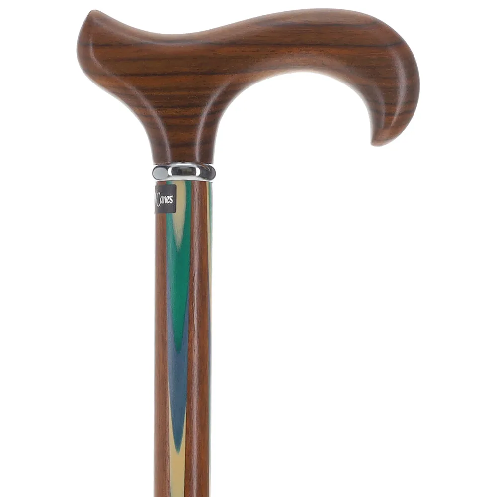 Green & Blue Inlaid Derby: Ovangkol Shaft Colorwood Inlay