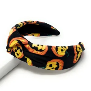 Halloween Pumpkins Knot Headband (Black)