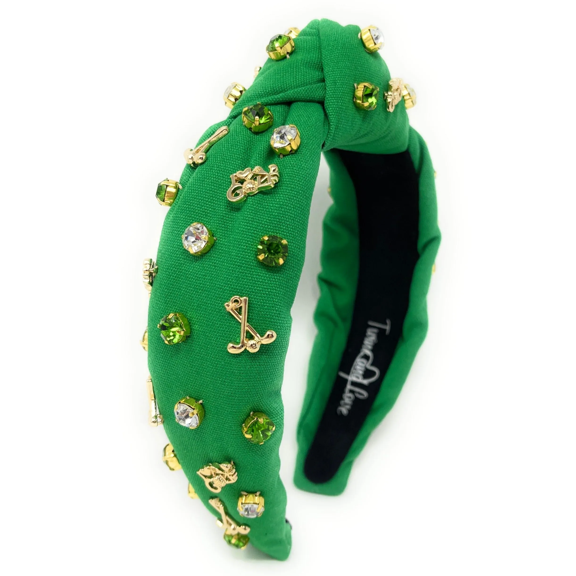 Hand Sewn Golf Jeweled Knot Headband
