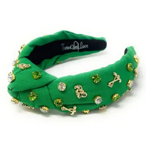 Hand Sewn Golf Jeweled Knot Headband
