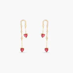 Heart CZ Charms Silver Drop Earrings