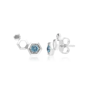 Honeycomb Blau Topas Ohrstecker in 925 Sterling Silber