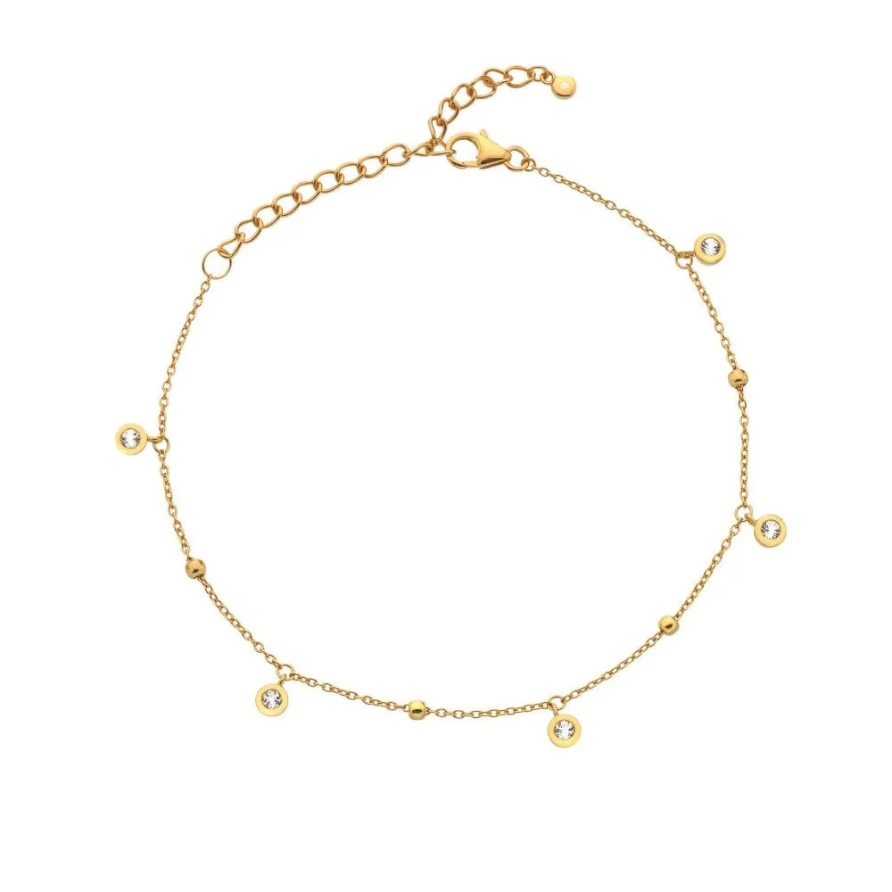Hot Diamonds Gold Plated Sterling Silver Droplet White Topaz Bracelet